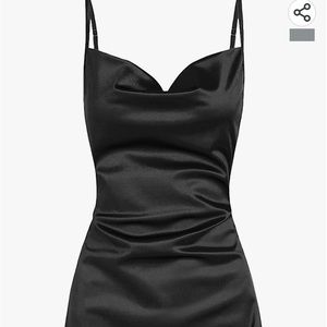 Black satin mini dress. Size small